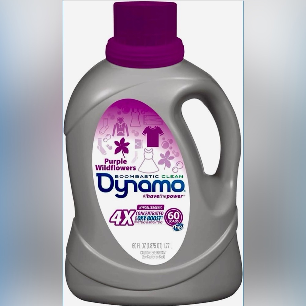 Dynamo Laundry Detergent Purple Wildflowers HE Oxy Boost Hypoallergenic 60 Loads